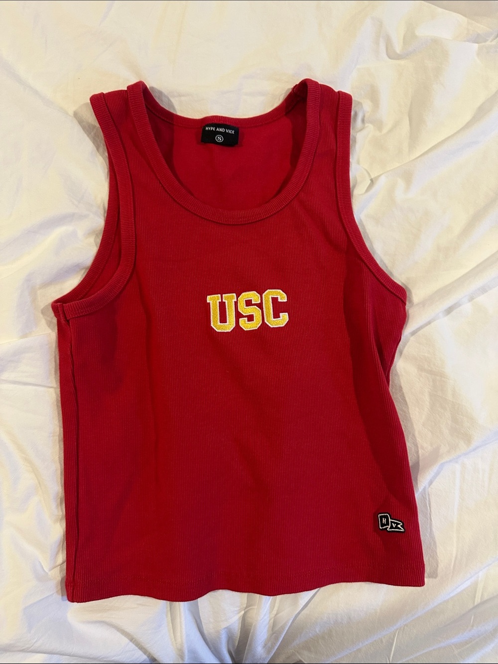 Hype and Vice Women's USC Red Ribbed Tank Top